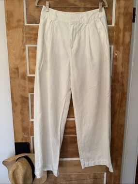 GAP Pleated Linen PantCream Casual Trousers